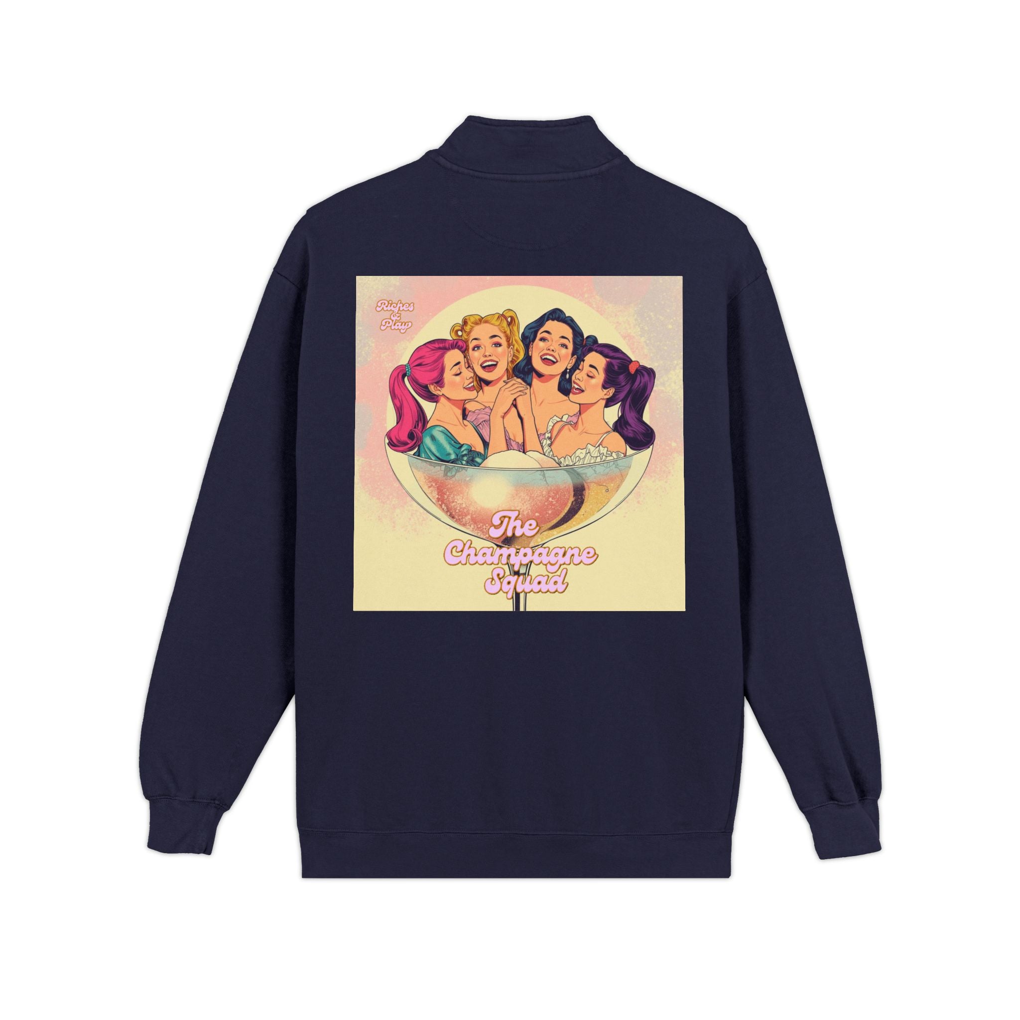 Champagne Girls Squad Quarter-Zip Sweatshirt — Fun, Cheeky & Unapologetic