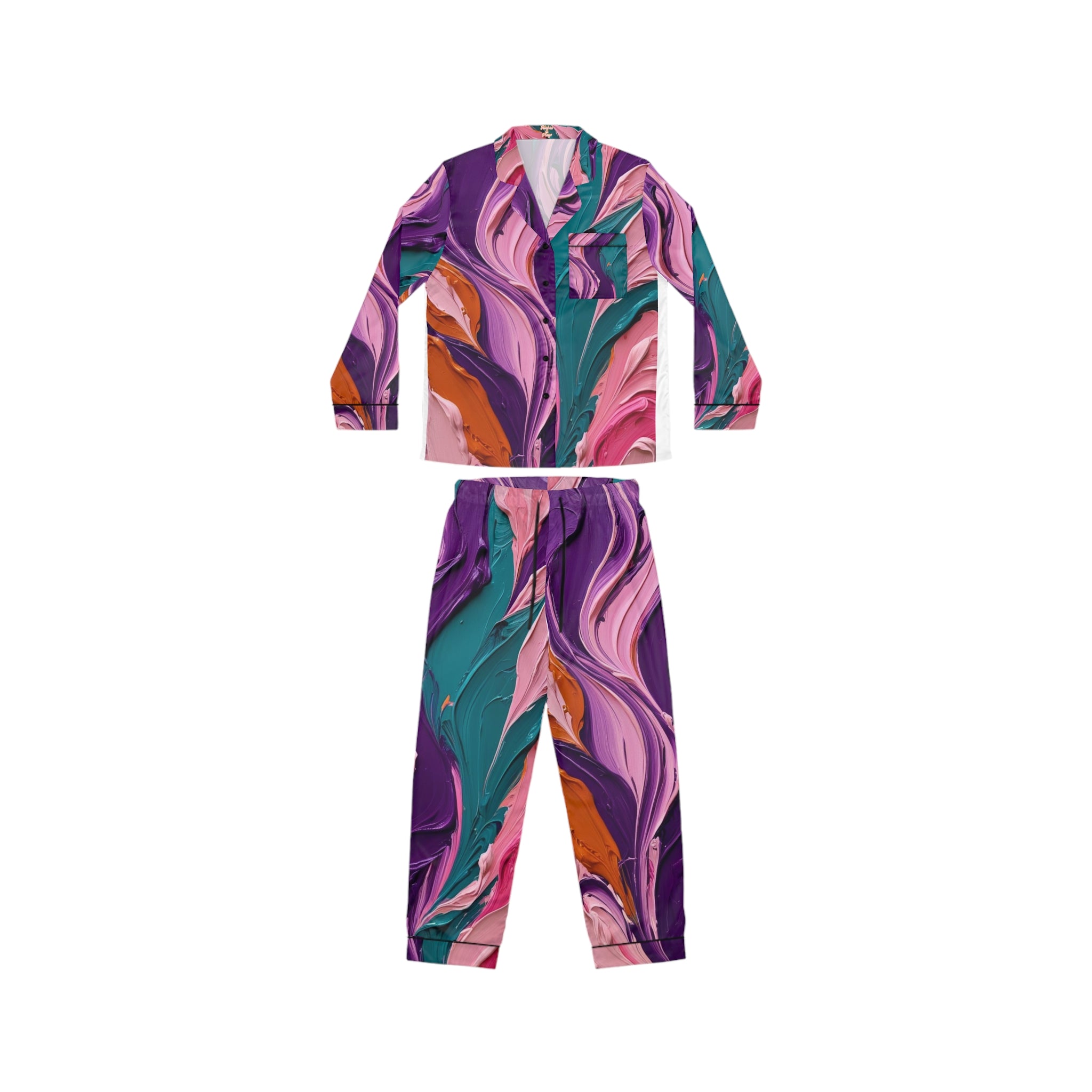 Abstract Flow Satin Set – Bold Swirl Loungewear | Shh...It's Art
