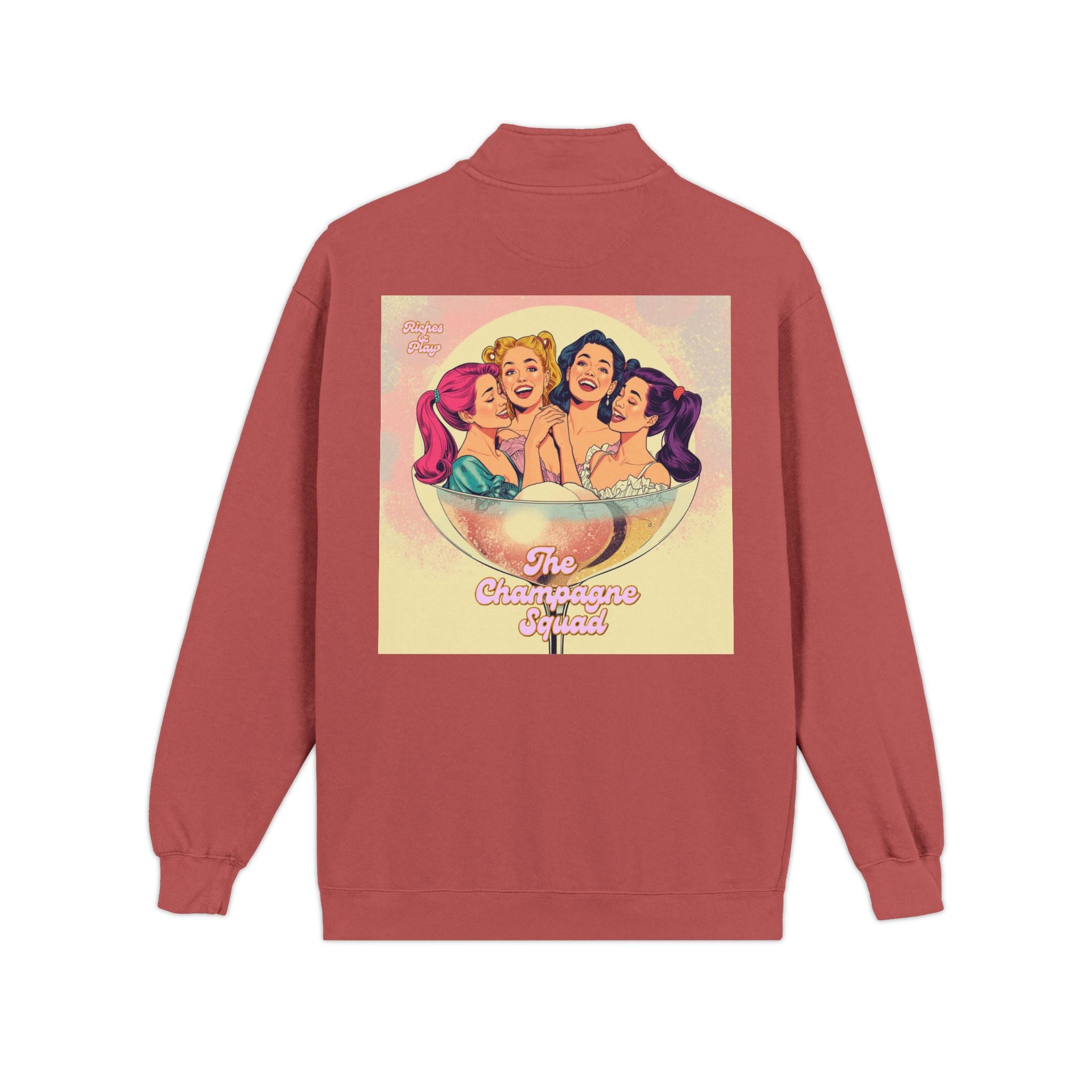 Champagne Girls Squad Quarter-Zip Sweatshirt — Fun, Cheeky & Unapologetic