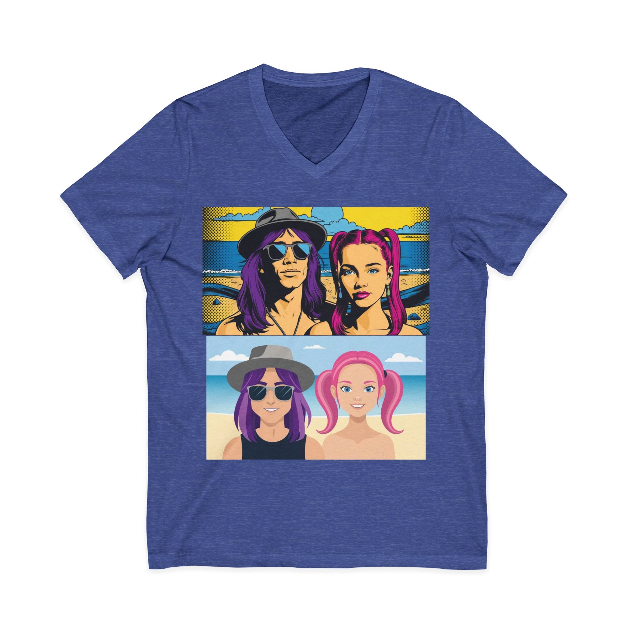 Lovers & Beach Graphic V-Neck | Shh...It's Art Collection