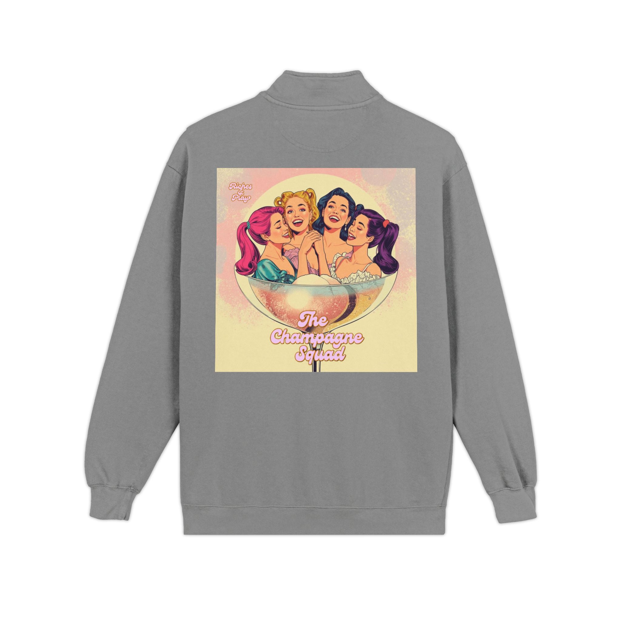 Champagne Girls Squad Quarter-Zip Sweatshirt — Fun, Cheeky & Unapologetic