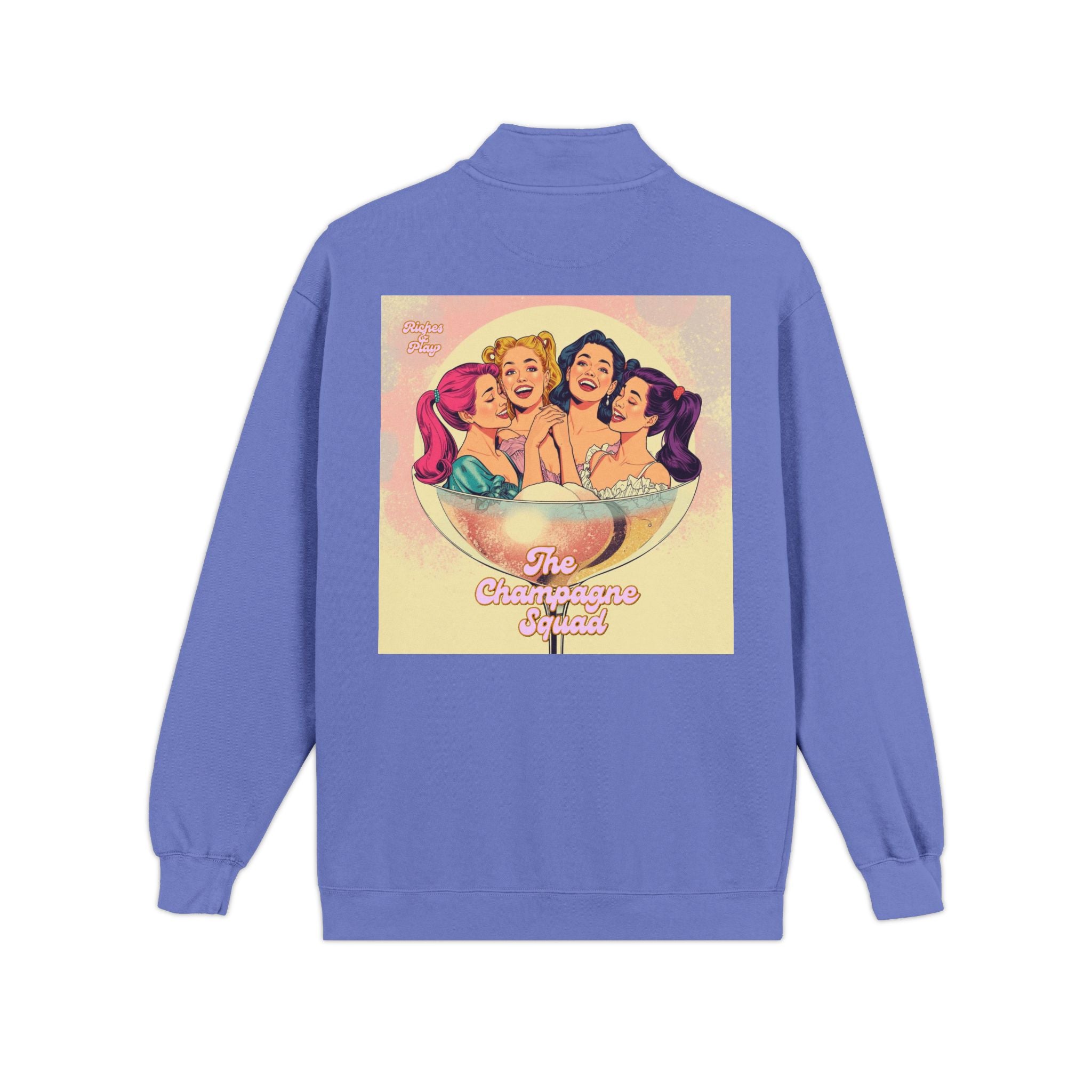 Champagne Girls Squad Quarter-Zip Sweatshirt — Fun, Cheeky & Unapologetic