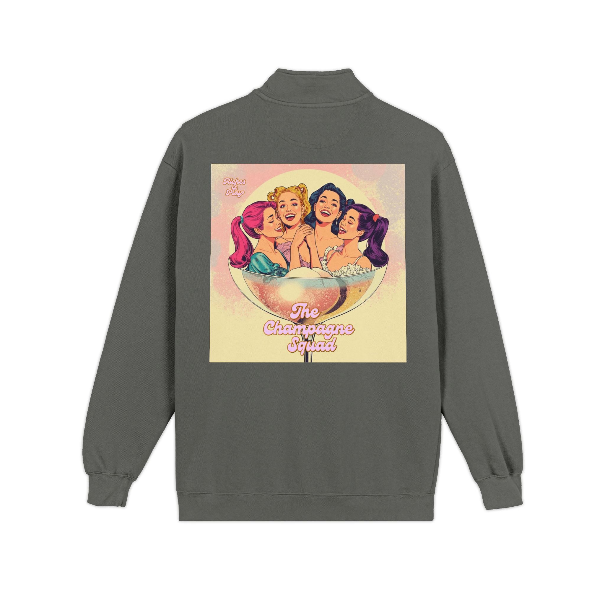 Champagne Girls Squad Quarter-Zip Sweatshirt — Fun, Cheeky & Unapologetic