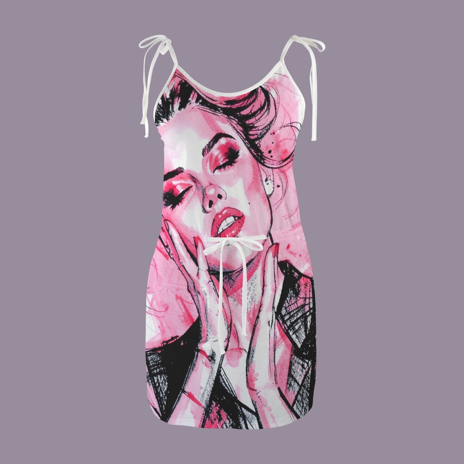 Femme Fatale Dress Elastic Waist Pocket cami casual