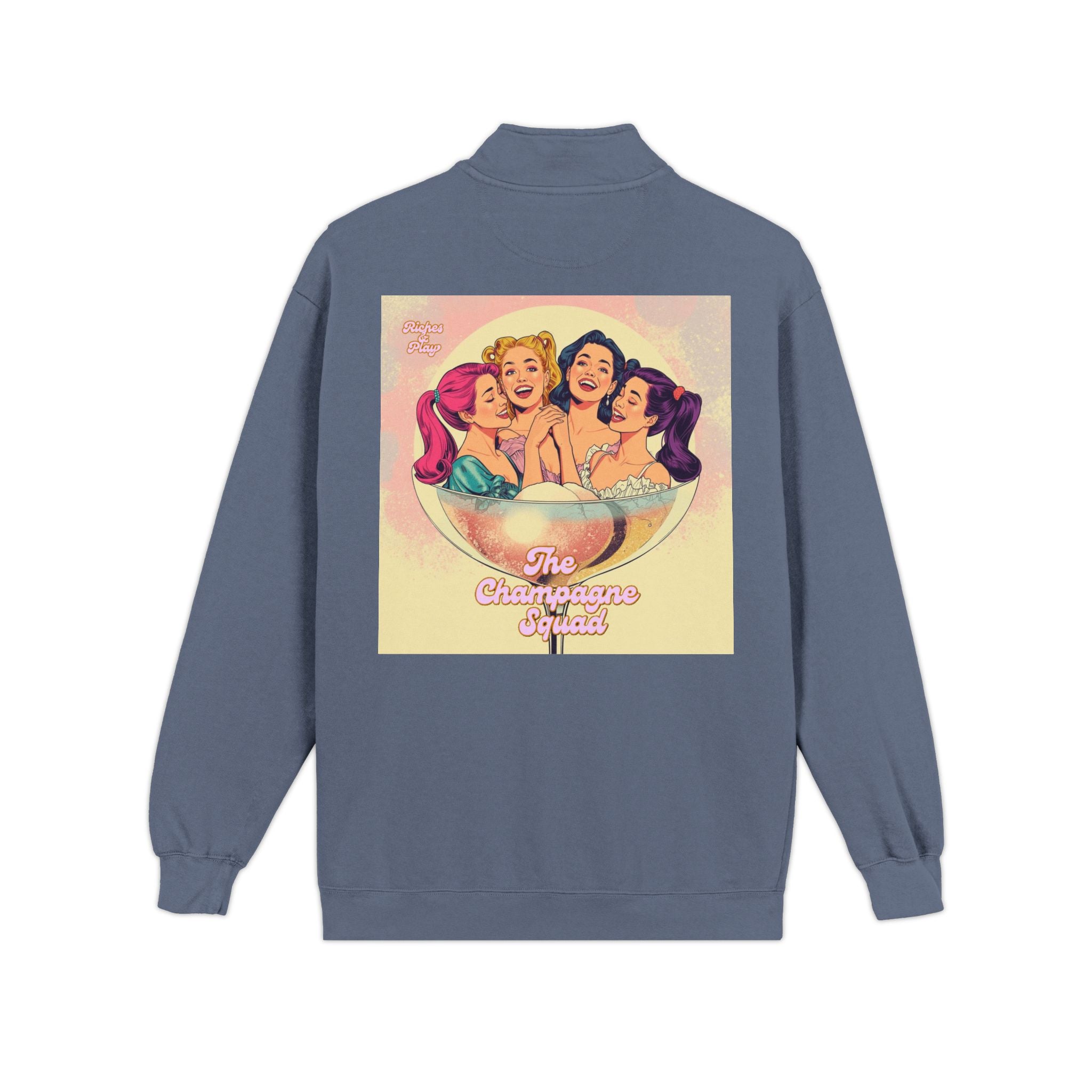 Champagne Girls Squad Quarter-Zip Sweatshirt — Fun, Cheeky & Unapologetic