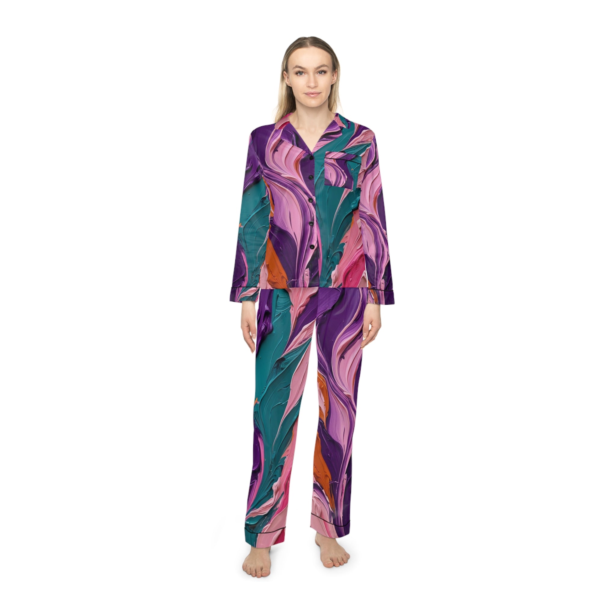 Abstract Flow Satin Set – Bold Swirl Loungewear | Shh...It's Art