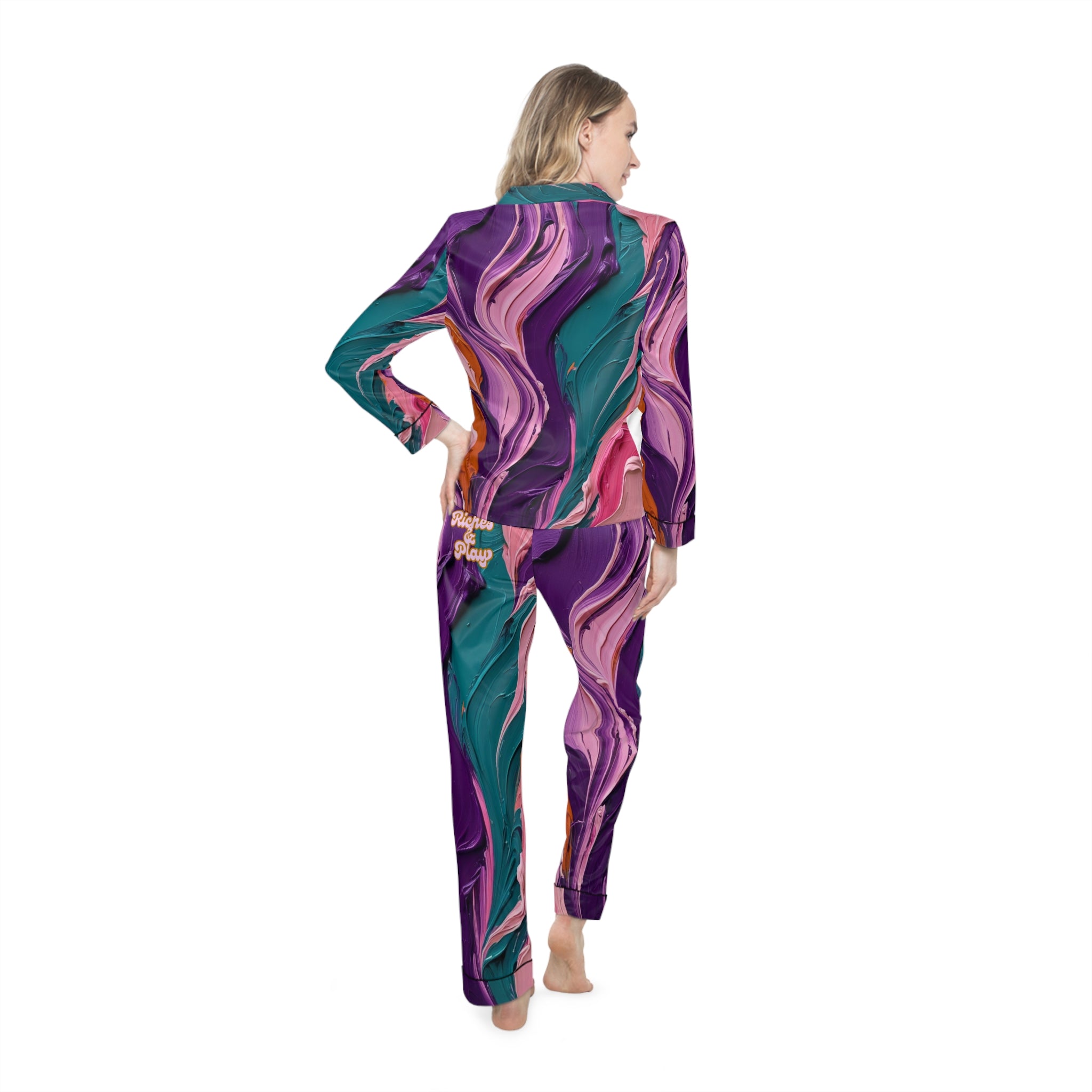 Abstract Flow Satin Set – Bold Swirl Loungewear | Shh...It's Art
