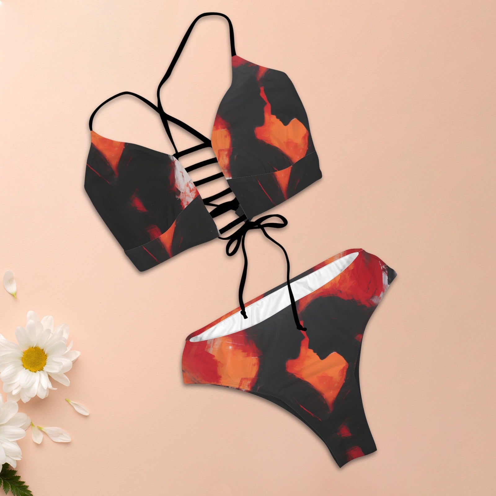 Lovers in Lust Fire Tie Cutout Bikini