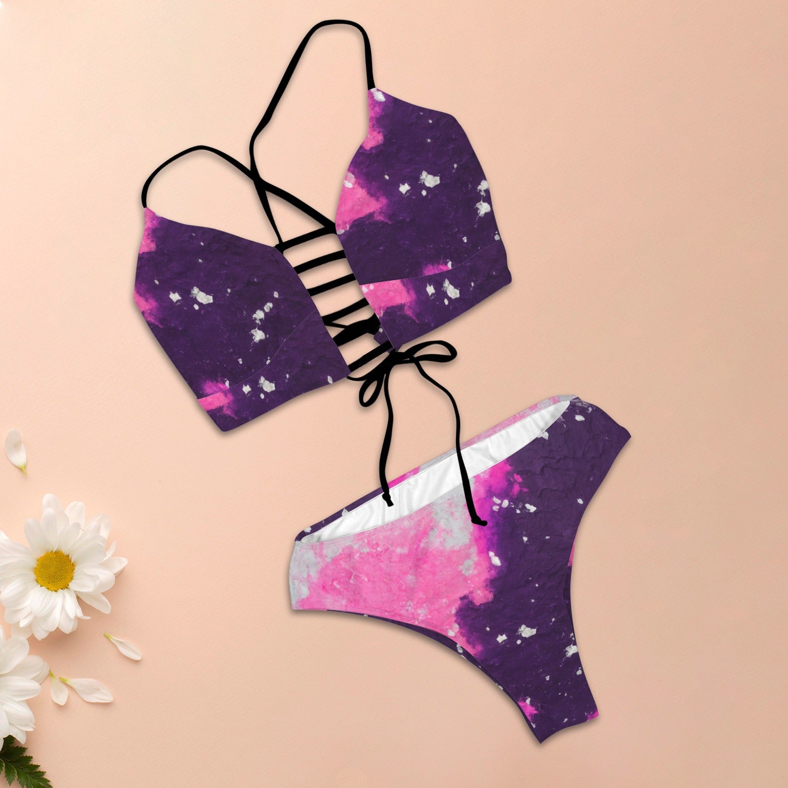 Abstract Orgasm Tie Cutout Bikini