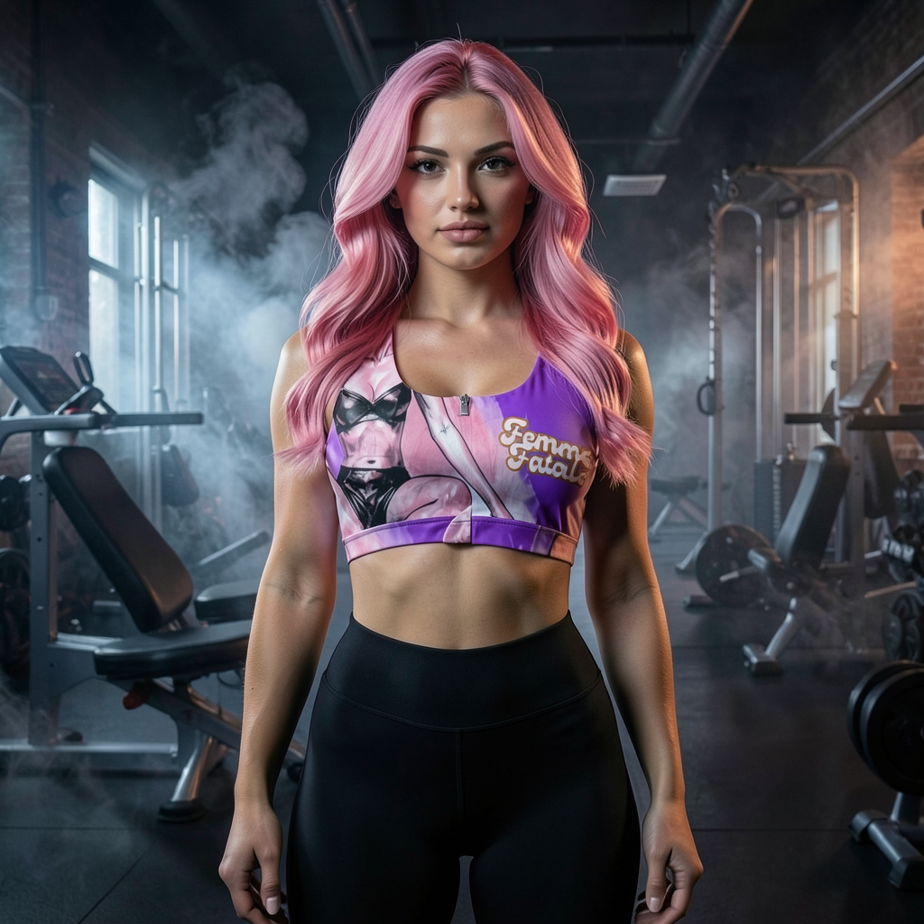 Femme Fatale Zipper Sports Bra Purple Edit