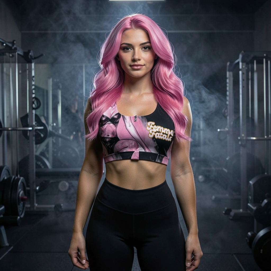 Dominatrix – Zipper Front Cross-Back Sports Bra / Black Edit