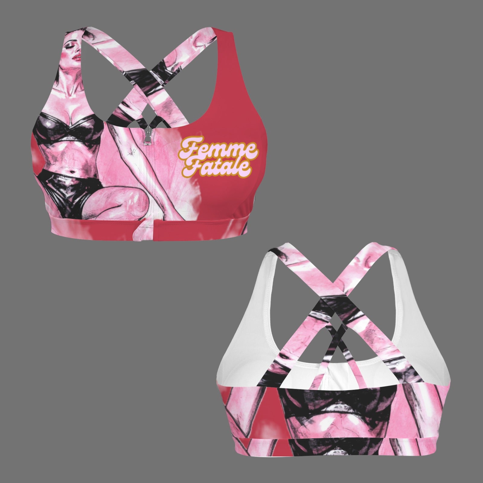 Femme Fatale Zipper Sports Bra Cardinal edit)