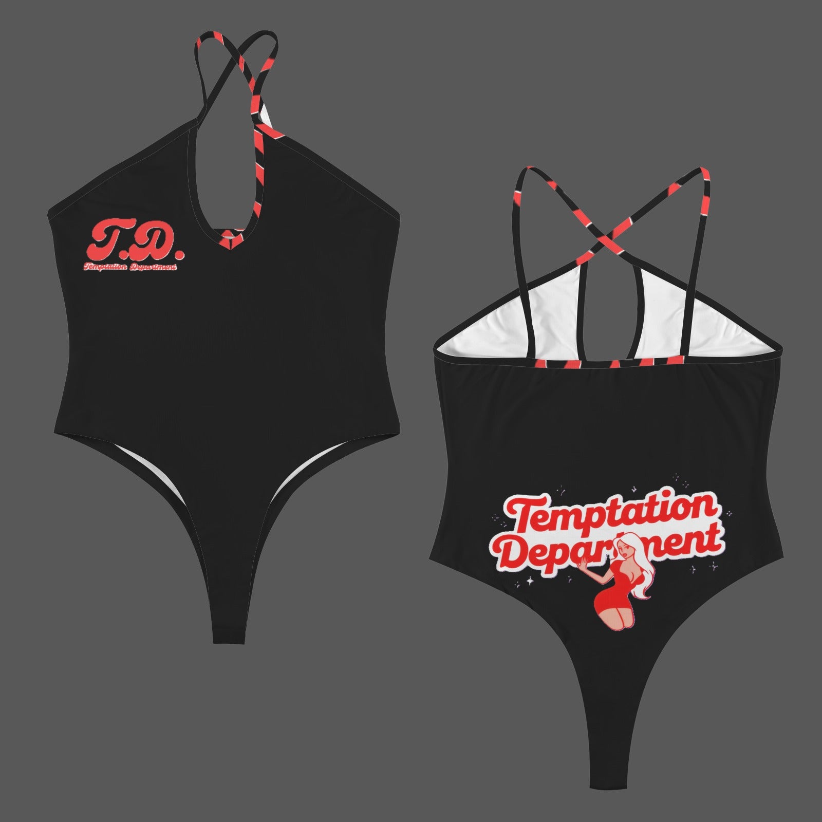 Good & Devilish Temptation Department Halter Neck Cross Body Suit